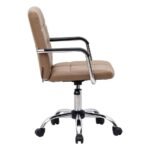 Modern Brown Faux Leather Office Desk Chair with Armrest - Image 4